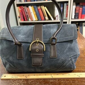 Coach SoHO Blue Suede Satchel Handbag  #9507 Investment Vintage Bag